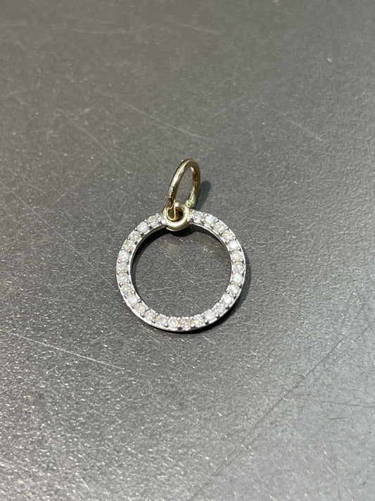 Vintage 14K Gold Diamond Open Circle Charm