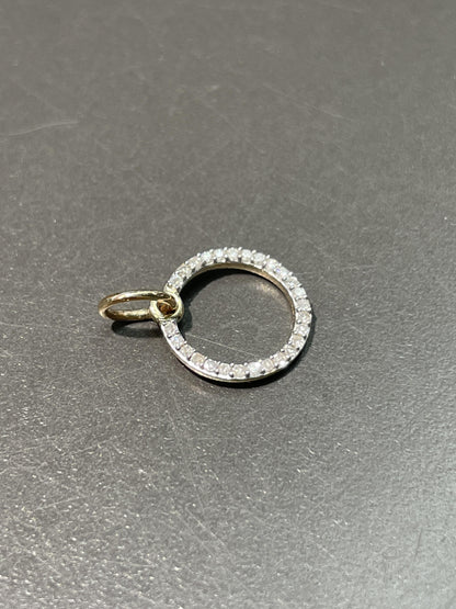 Vintage 14K Gold Diamond Open Circle Charm