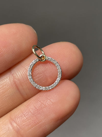 Vintage 14K Gold Diamond Open Circle Charm