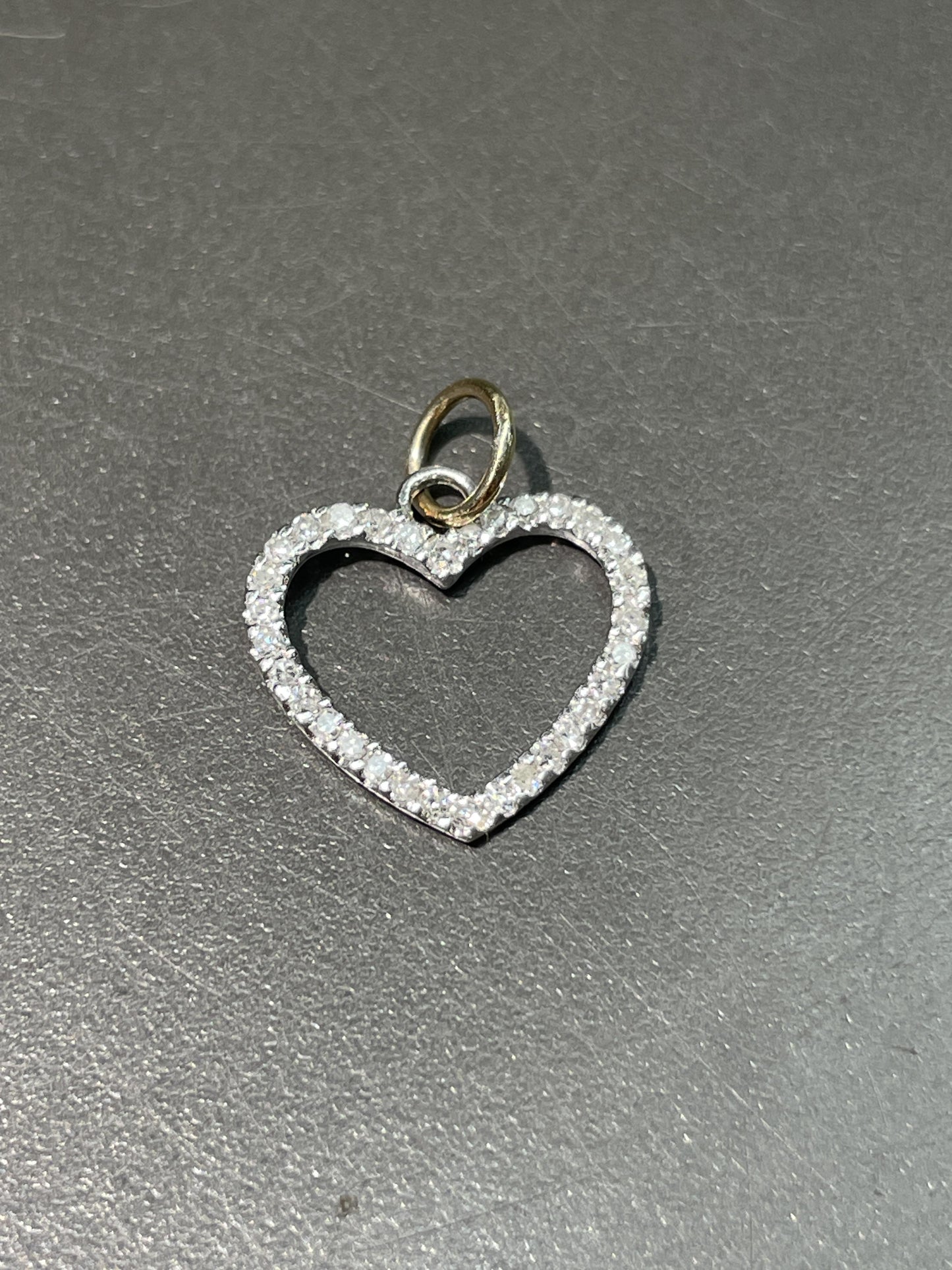 Vintage 14K Gold Diamond Open Heart Charm