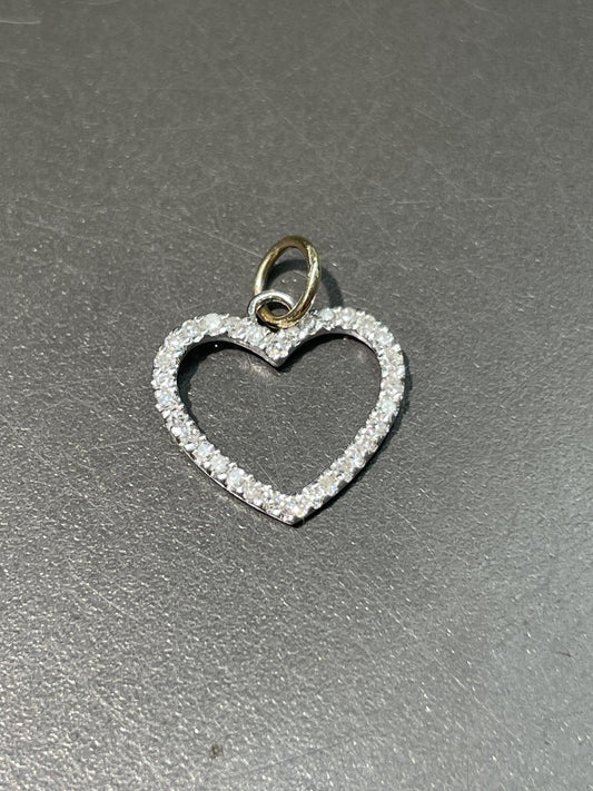 Vintage 14K Gold Diamond Open Heart Charm