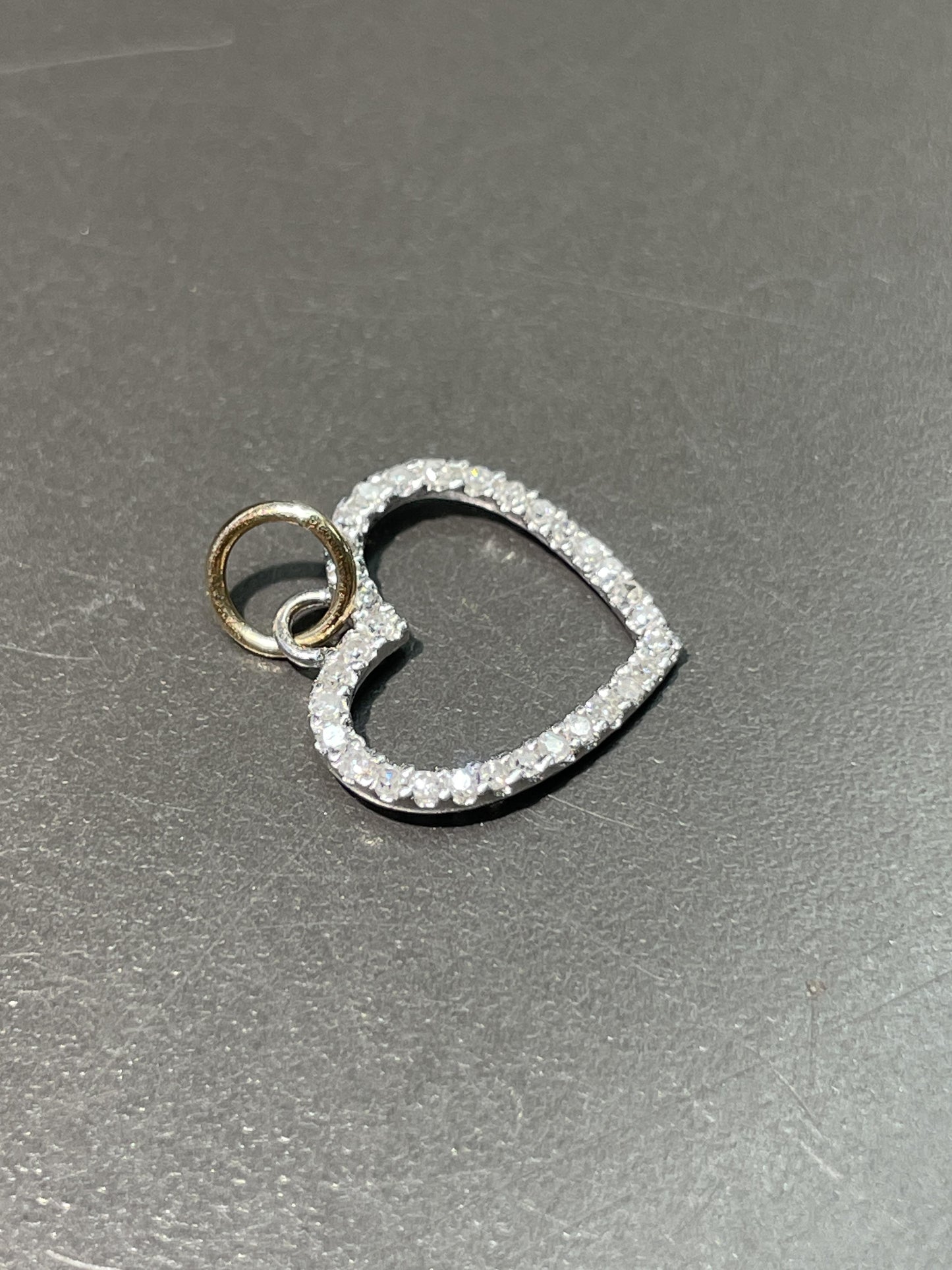 Vintage 14K Gold Diamond Open Heart Charm