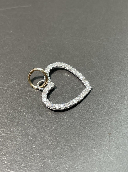 Vintage 14K Gold Diamond Open Heart Charm