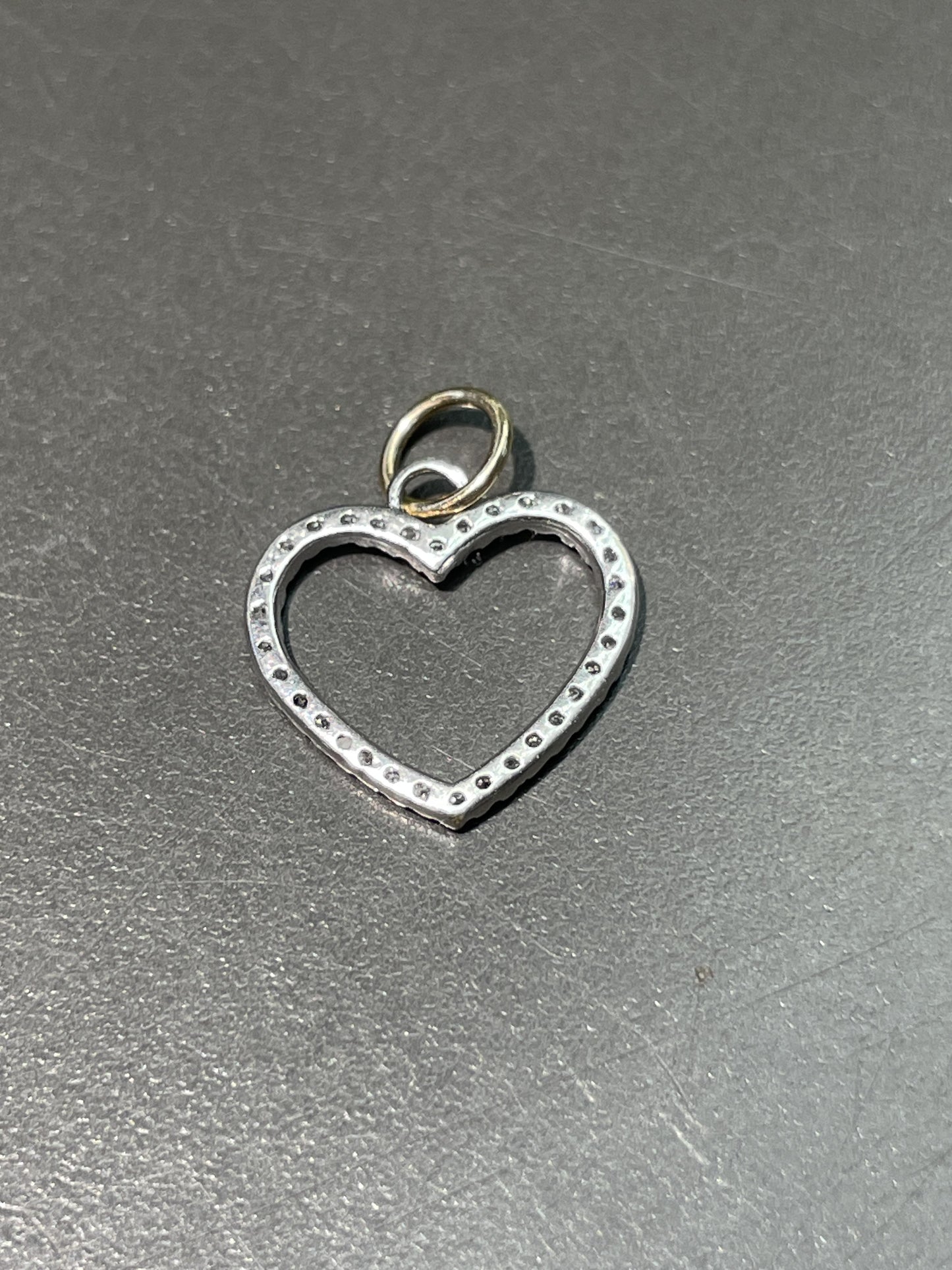 Vintage 14K Gold Diamond Open Heart Charm