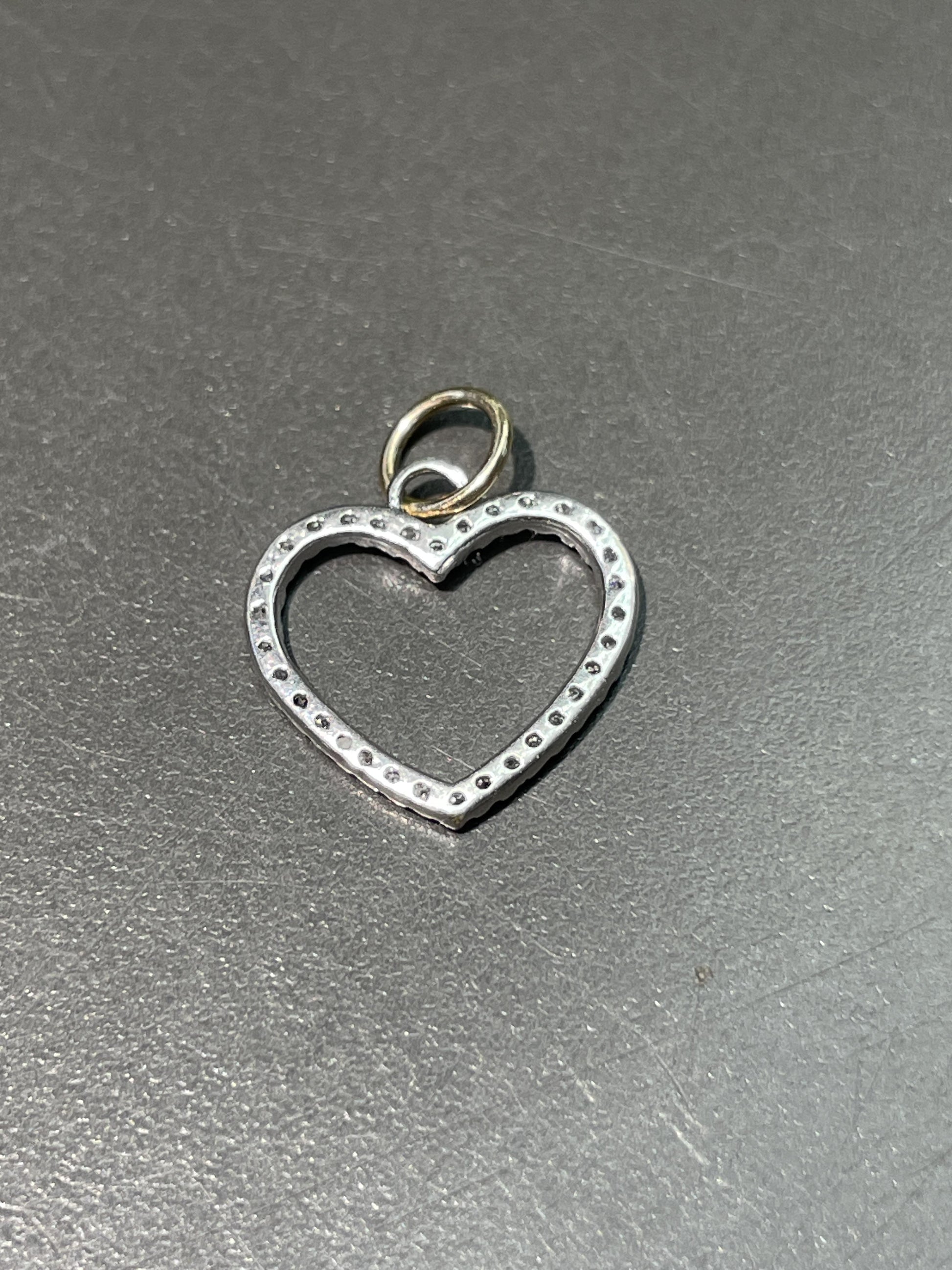 Vintage 14K Gold Diamond Open Heart Charm