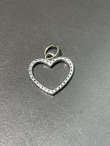 Vintage 14K Gold Diamond Open Heart Charm