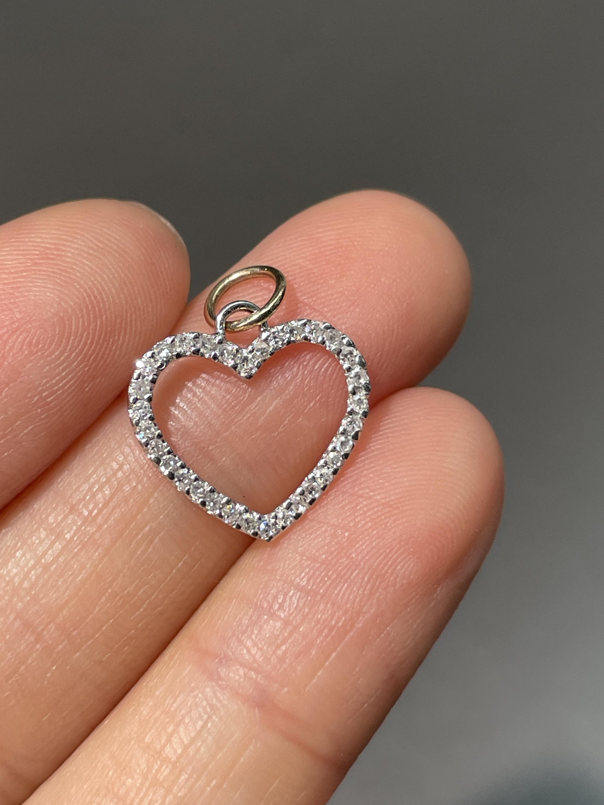 Vintage 14K Gold Diamond Open Heart Charm