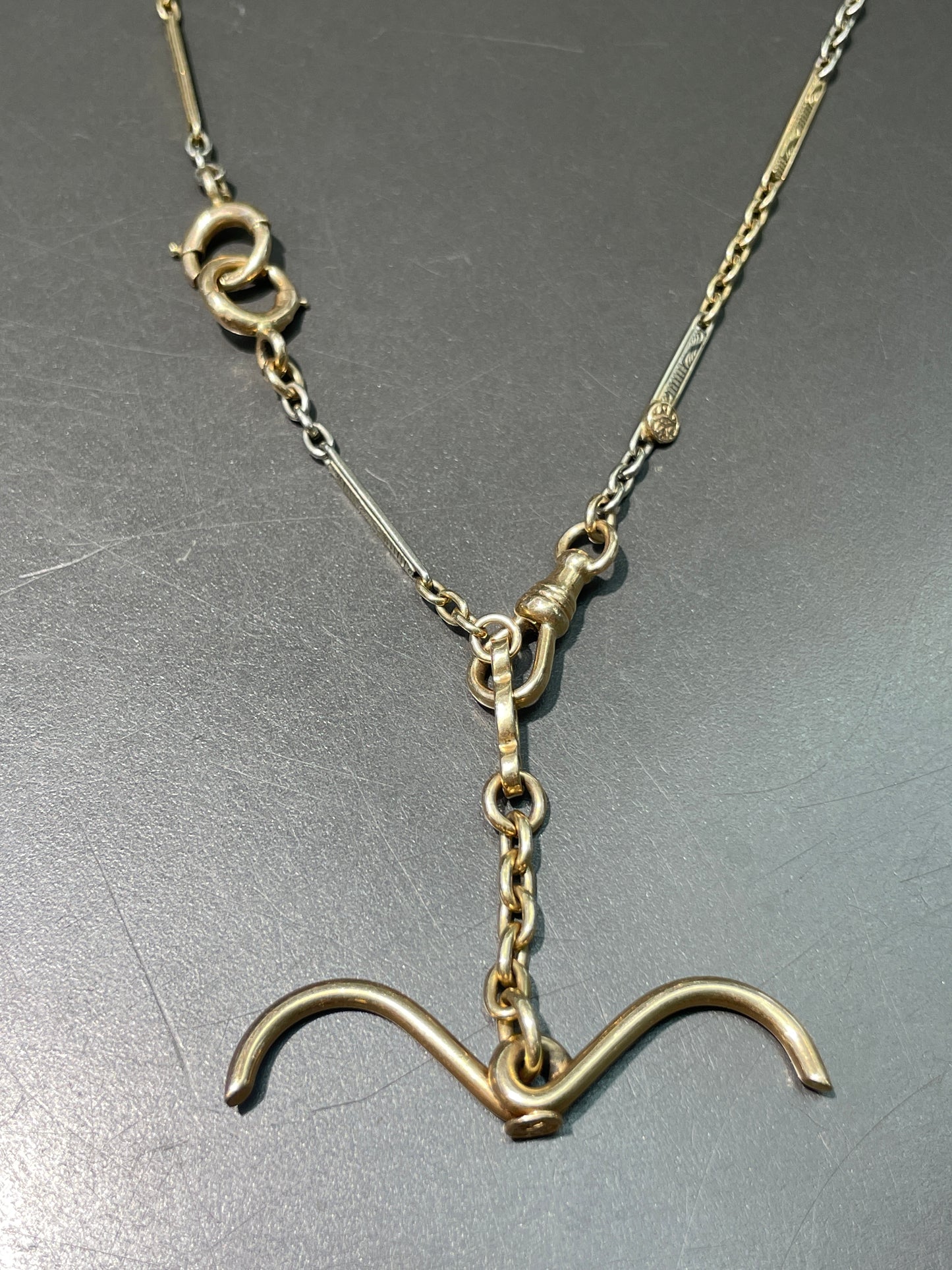 Vintage 14K Gold Two-Tone Albert Watch Chain Necklace