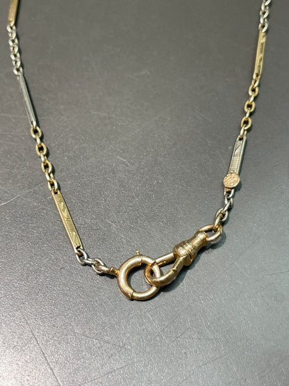 Vintage 14K Gold Two-Tone Albert Watch Chain Necklace