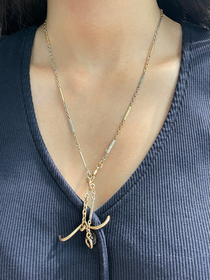 Vintage 14K Gold Two-Tone Albert Watch Chain Necklace