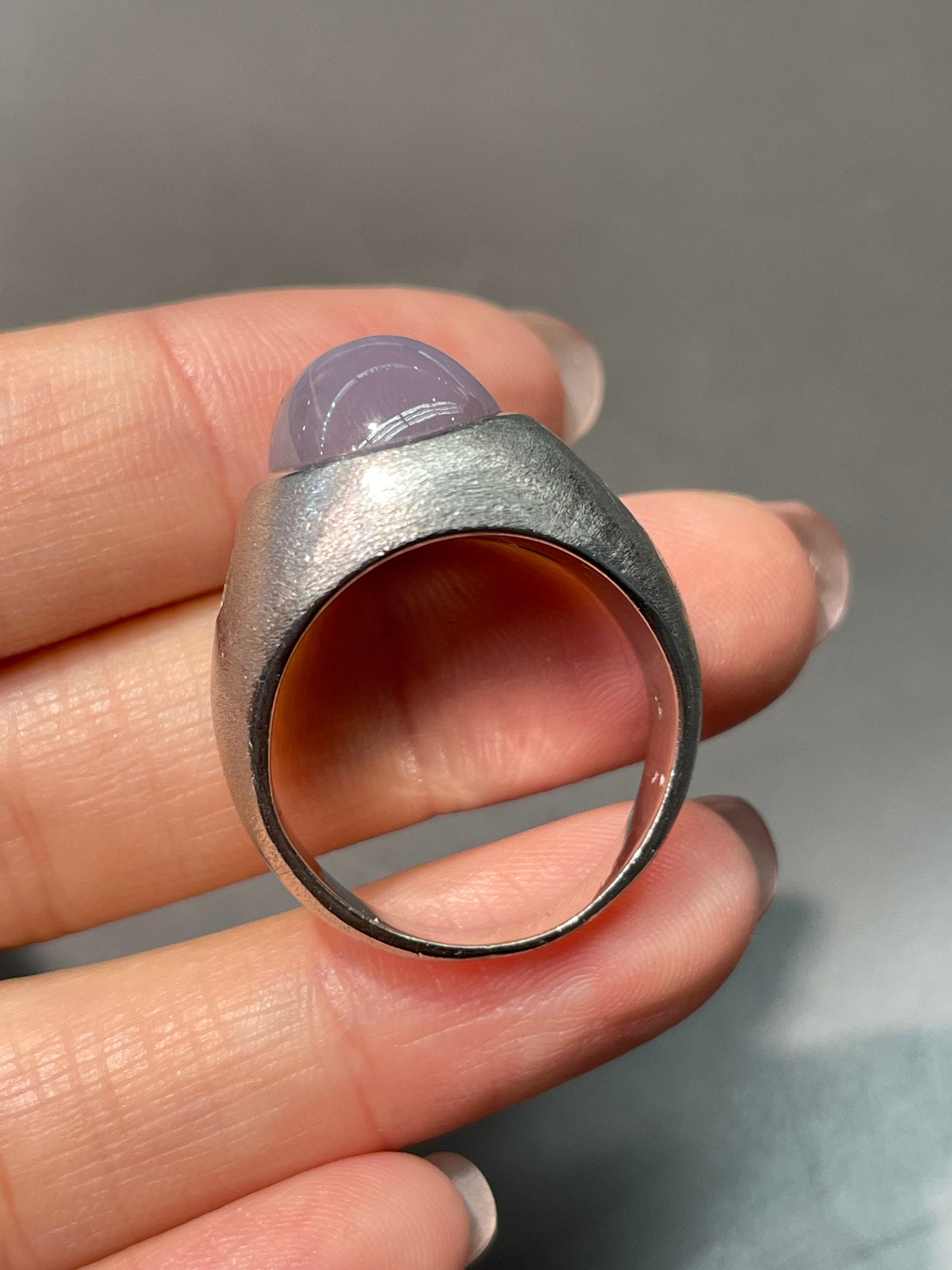 Vintage 14K White Gold Star Sapphire Diamond Gypsy Ring