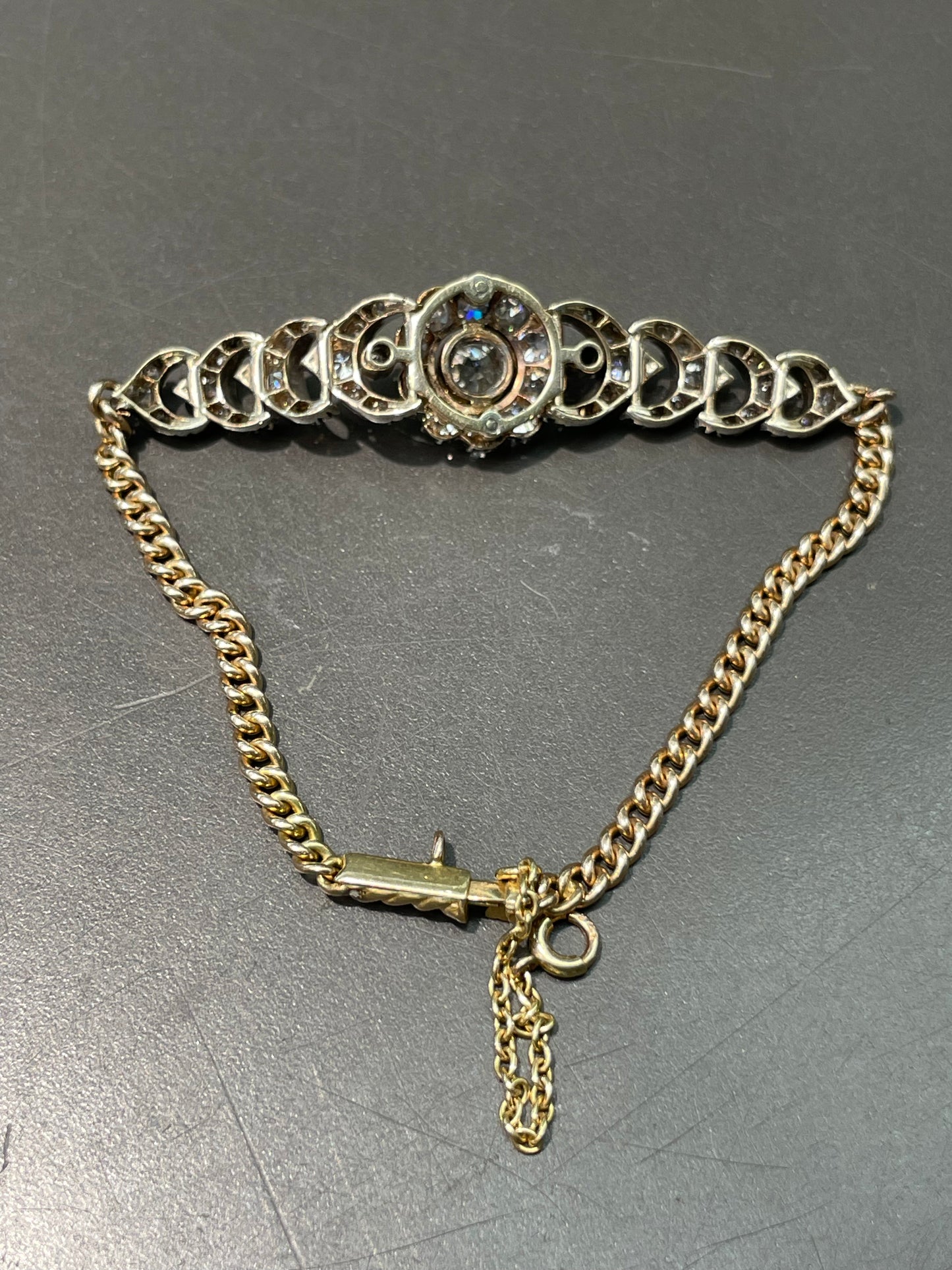 Antique Georgian 14K Yellow Gold Topped Silver 3.28 CTW Cluster Bracelet