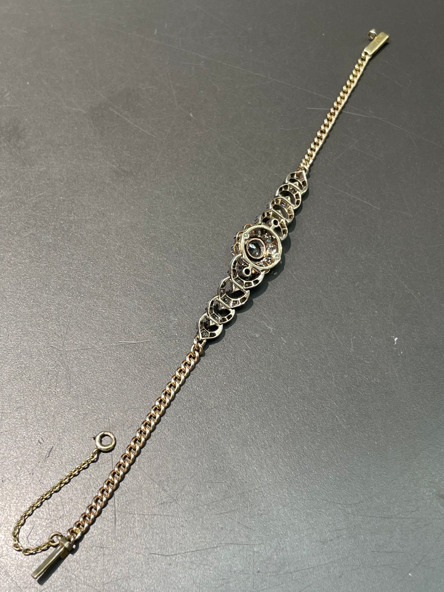 Antique Georgian 14K Yellow Gold Topped Silver 3.28 CTW Cluster Bracelet