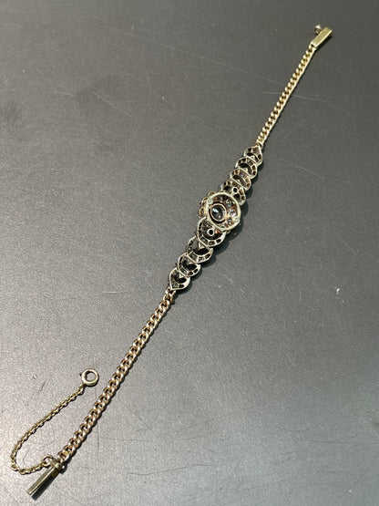 Antique Georgian 14K Yellow Gold Topped Silver 3.28 CTW Cluster Bracelet