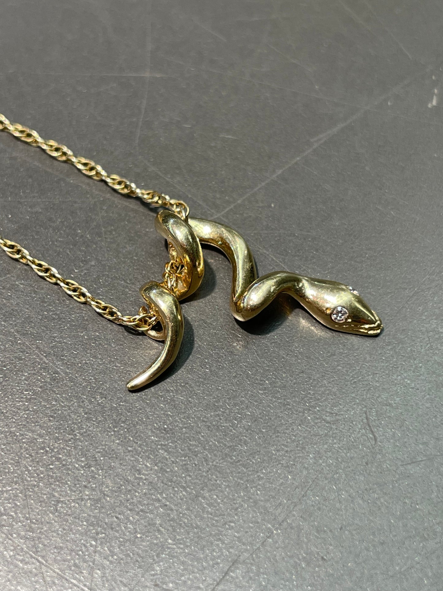 14K Gold Coiled Snake Pendant Necklace