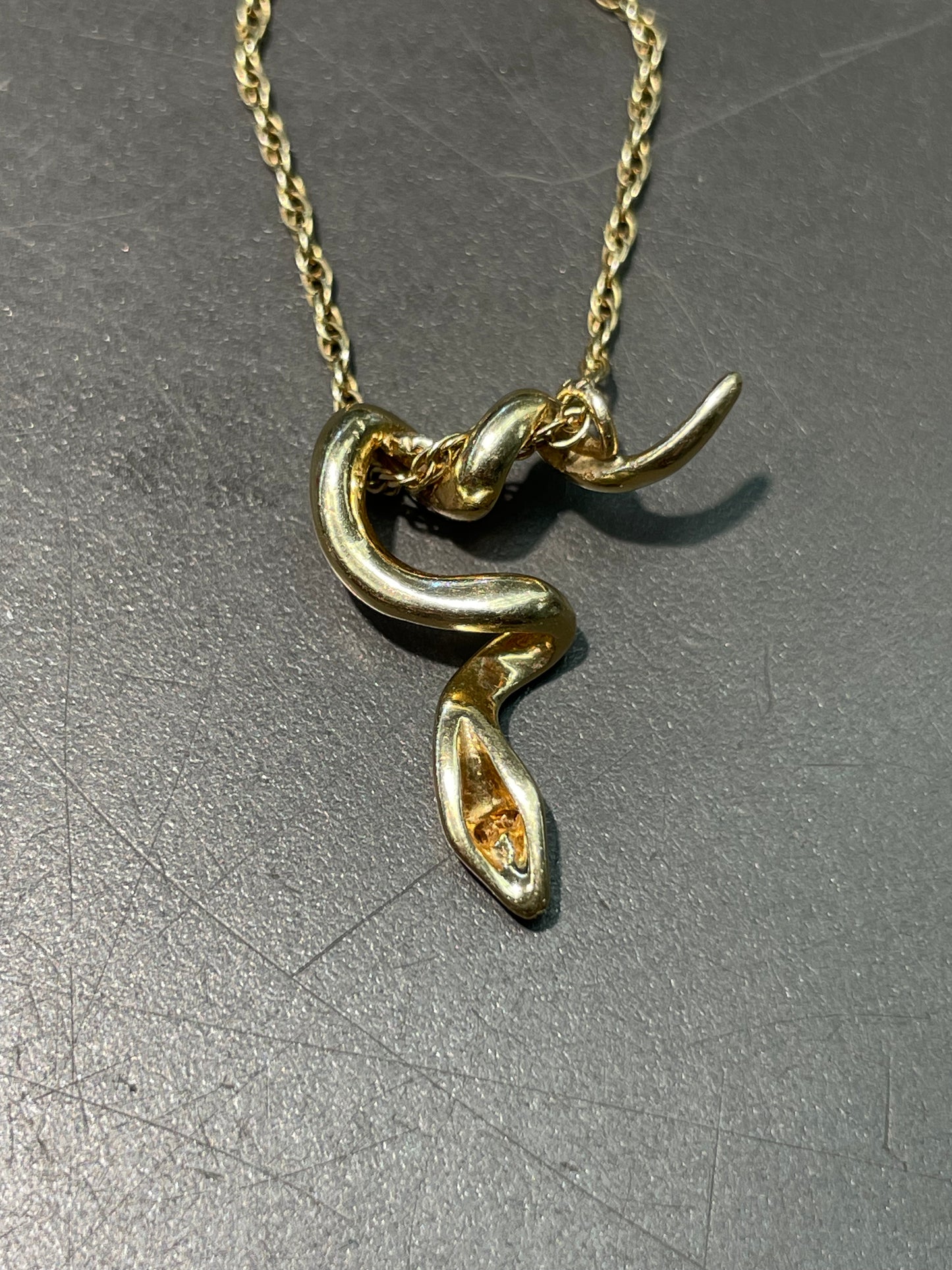 14K Gold Coiled Snake Pendant Necklace