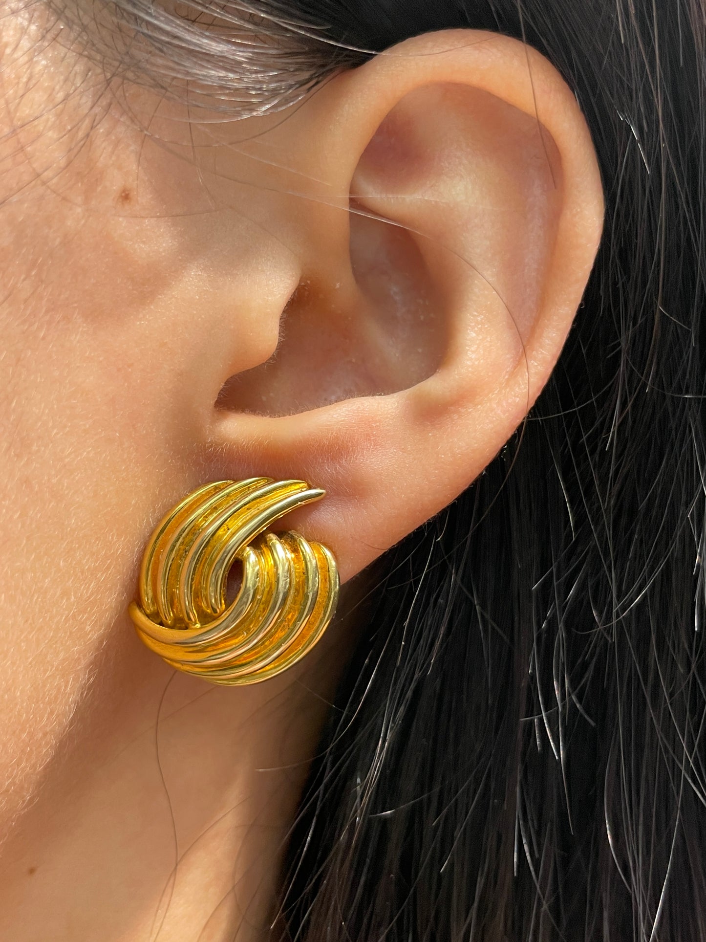 Vintage Charles Krypell 18K Gold Sculptural Knot Earrings