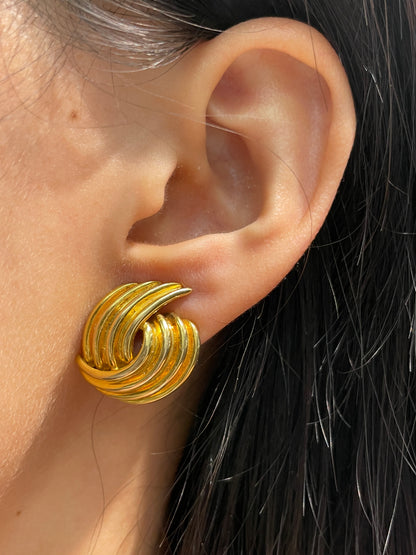 Vintage Charles Krypell 18K Gold Sculptural Knot Earrings