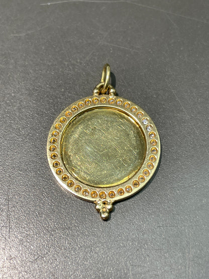 Vintage 14K Gold Diamond Halo Cherub Medallion Pendant