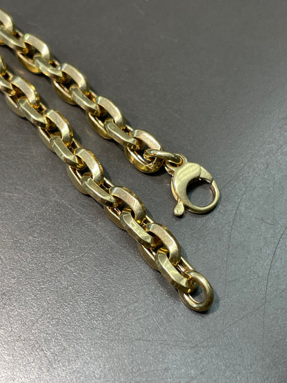 14K Yellow Gold Semi-Solid 6.5 mm Biker Link Chain Necklace 23.0 inch