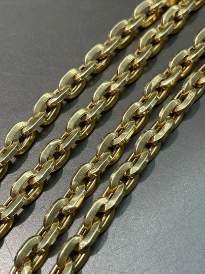 14K Yellow Gold Semi-Solid 6.5 mm Biker Link Chain Necklace 23.0 inch