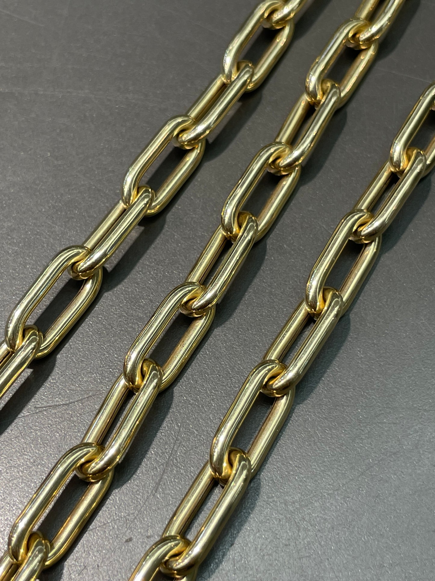 14K Yellow Gold Hollow 8.5 mm Puffy Paper Clip Link Chain Necklace 20.5 inch