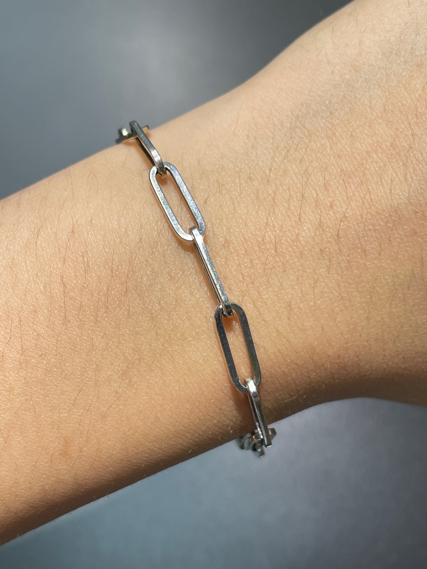 18K Gold Paper Clip Chain Bracelet