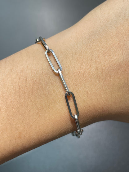18K Gold Paper Clip Chain Bracelet