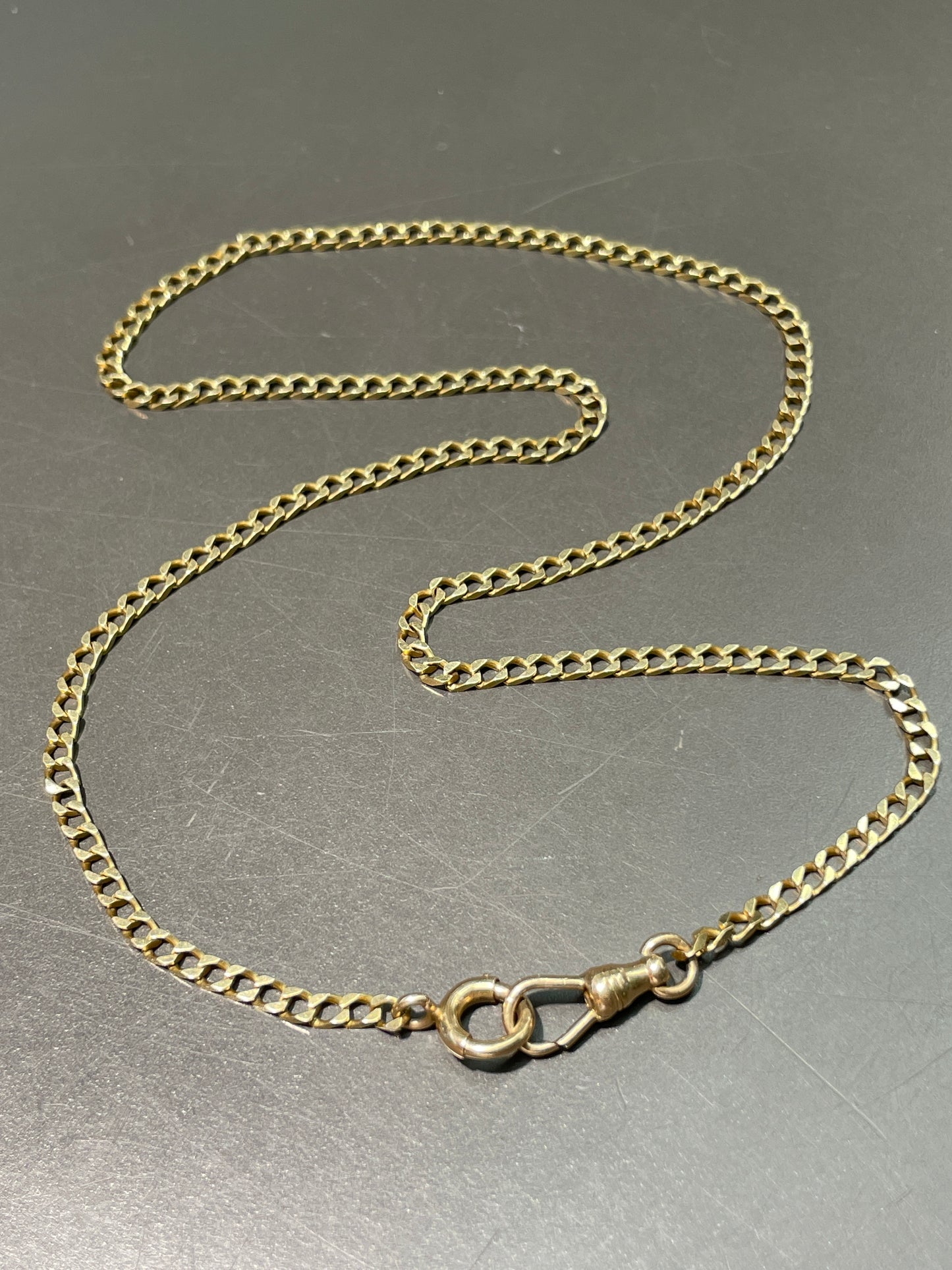 Vintage 14K Gold Curblink Watch Chain Necklace