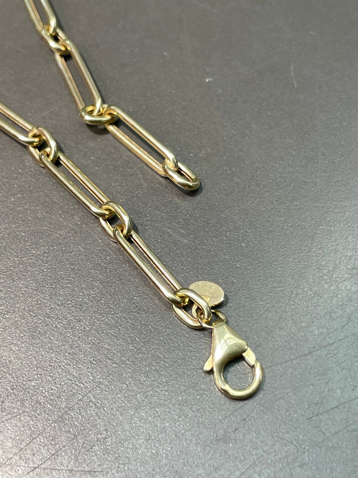 14K Yellow Gold Hollow 4.0 mm Trombone Link Chain Necklace 22.25 inch