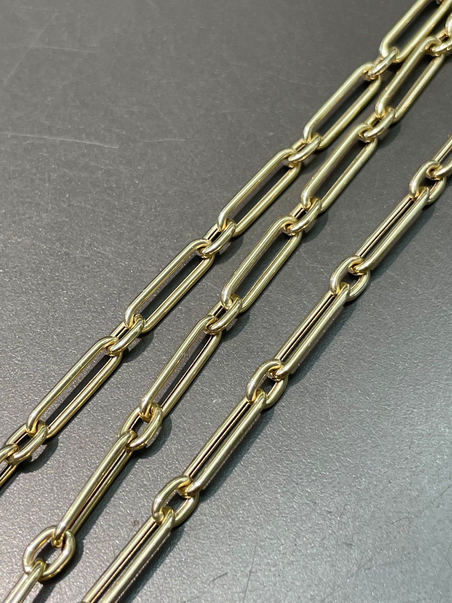 14K Yellow Gold Hollow 4.0 mm Trombone Link Chain Necklace 22.25 inch