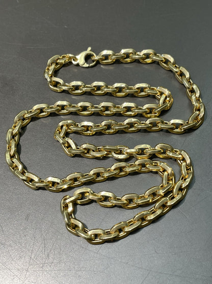 14K Yellow Gold Semi-Solid 6.5 mm Biker Link Chain Necklace 23.0 inch