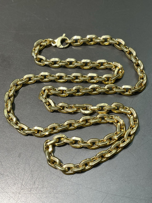 14K Yellow Gold Semi-Solid 6.5 mm Biker Link Chain Necklace 23.0 inch