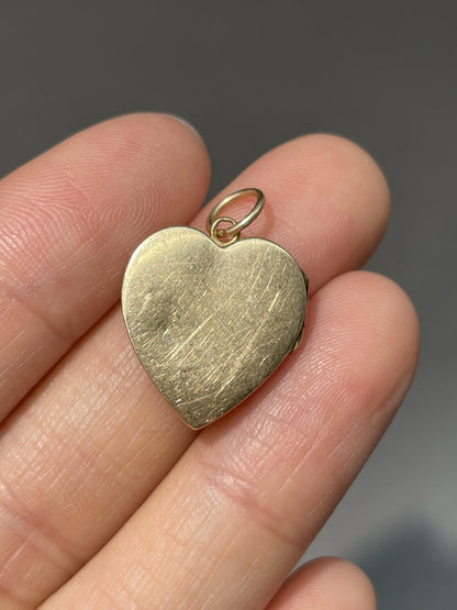 Vintage 14K Gold Diamond Starburst Heart Locket Pendant