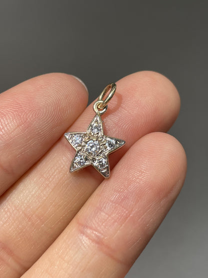 Vintage 14K Gold Diamond Star Charm