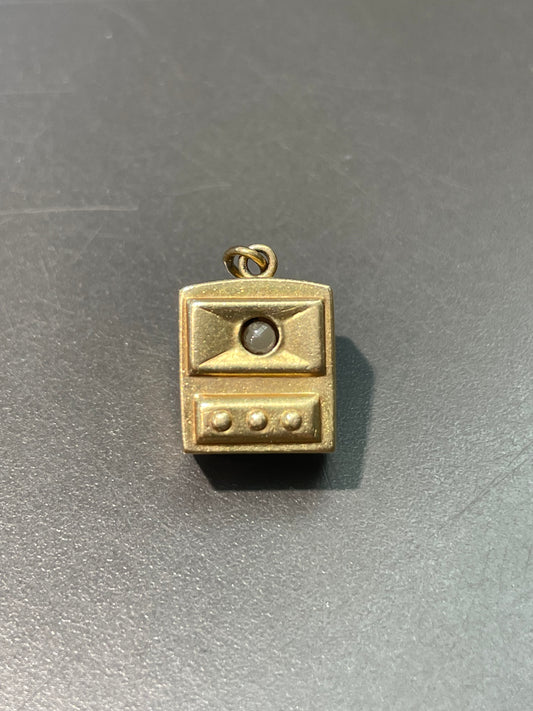 Vintage 14K Yellow Gold Stanhope Microphone Television Charm Pendant