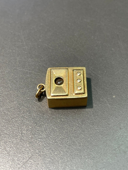 Vintage 14K Yellow Gold Stanhope Microphone Television Charm Pendant