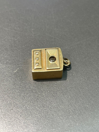 Vintage 14K Yellow Gold Stanhope Microphone Television Charm Pendant