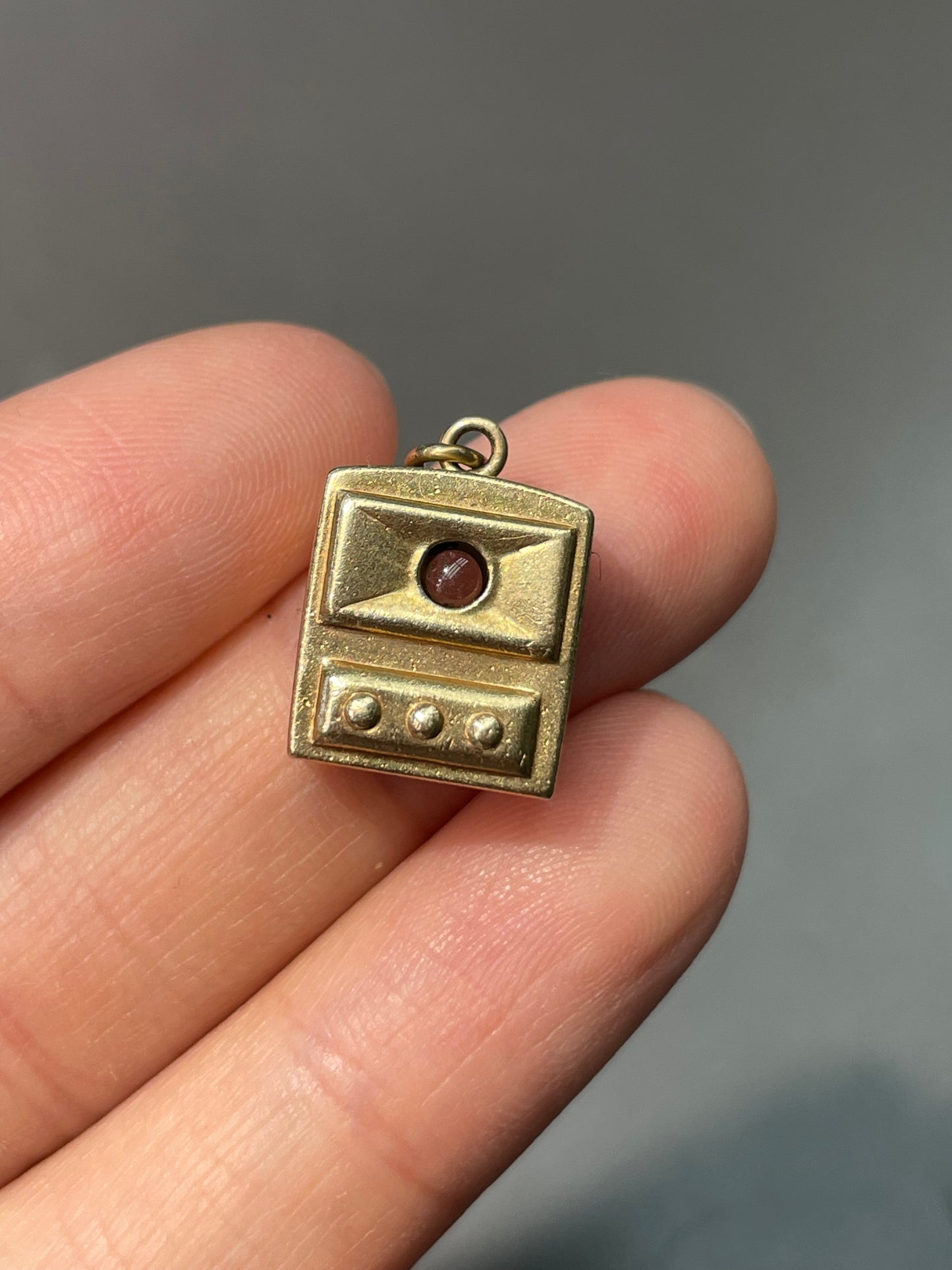 Vintage 14K Yellow Gold Stanhope Microphone Television Charm Pendant