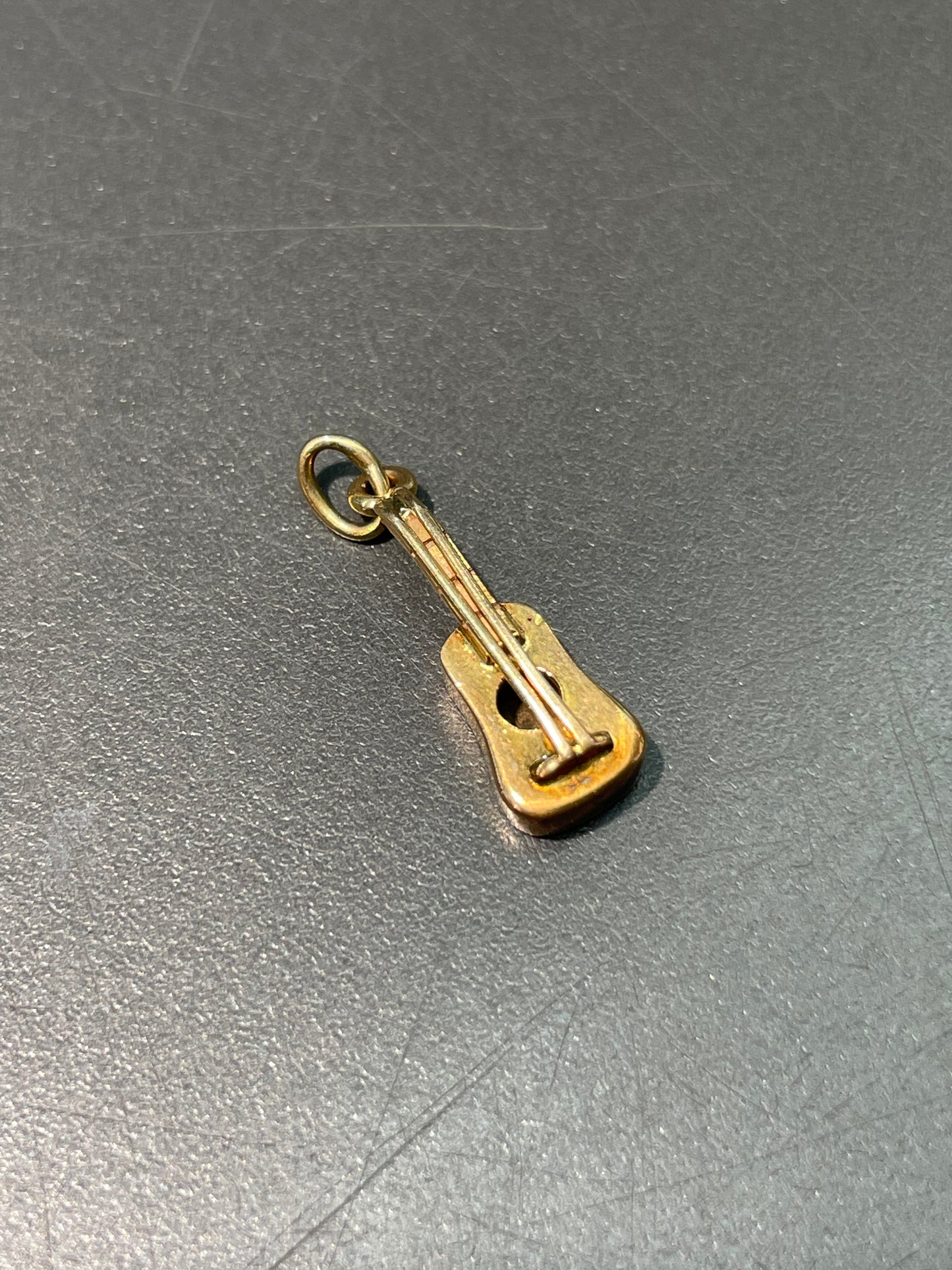 Vintage 18K Yellow Gold Guitar Charm Pendant