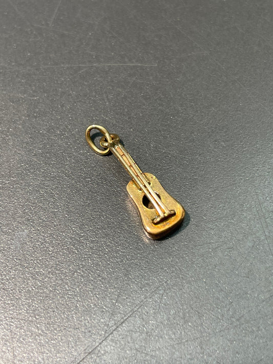 Vintage 18K Yellow Gold Guitar Charm Pendant