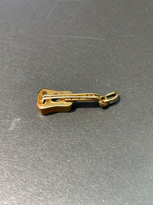 Vintage 18K Yellow Gold Guitar Charm Pendant