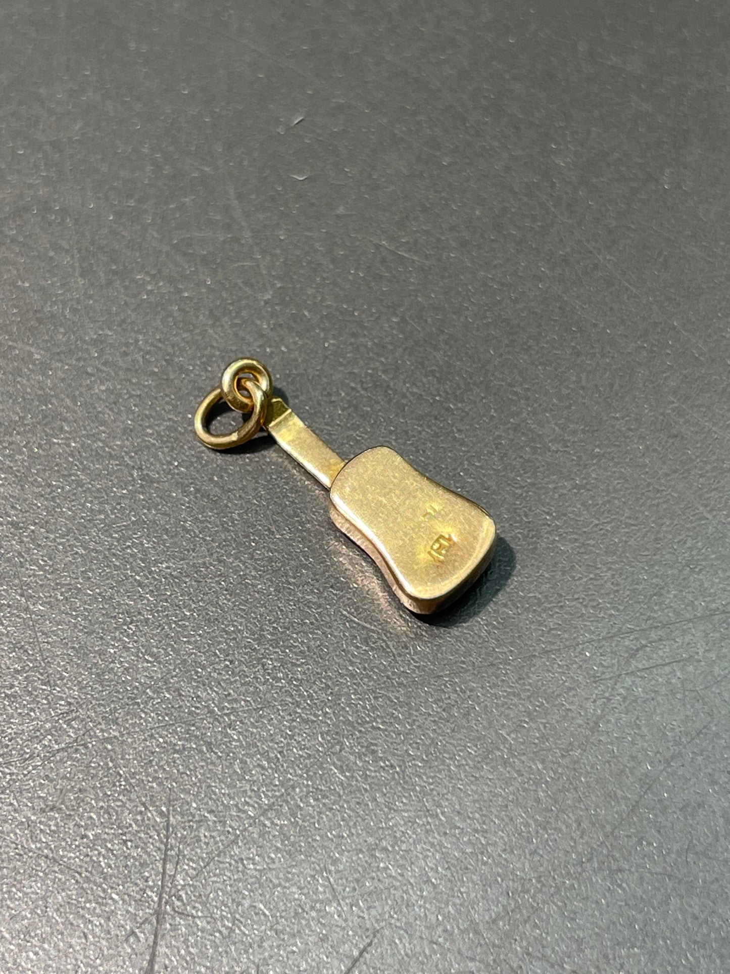 Vintage 18K Yellow Gold Guitar Charm Pendant