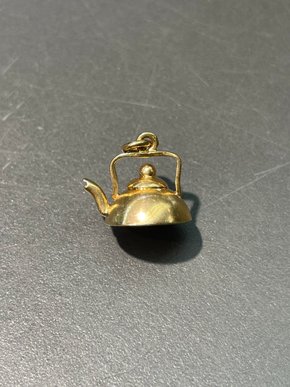 Vintage 18K Yellow Gold Kettle Charm Pendant