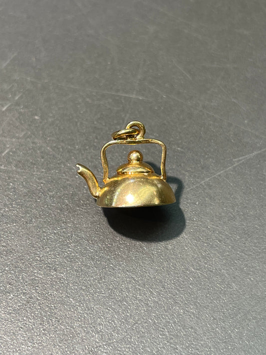 Vintage 18K Yellow Gold Kettle Charm Pendant