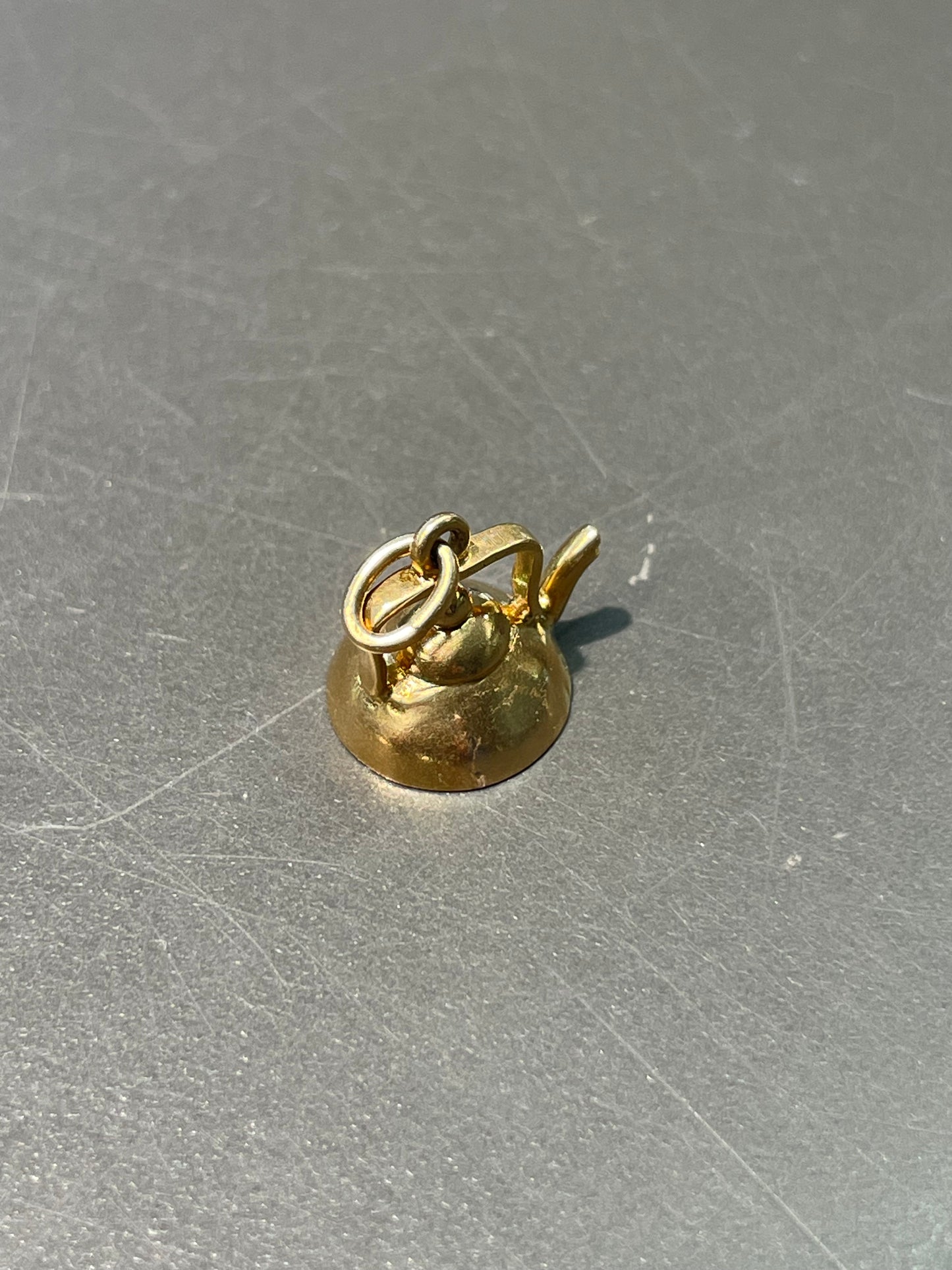 Vintage 18K Yellow Gold Kettle Charm Pendant