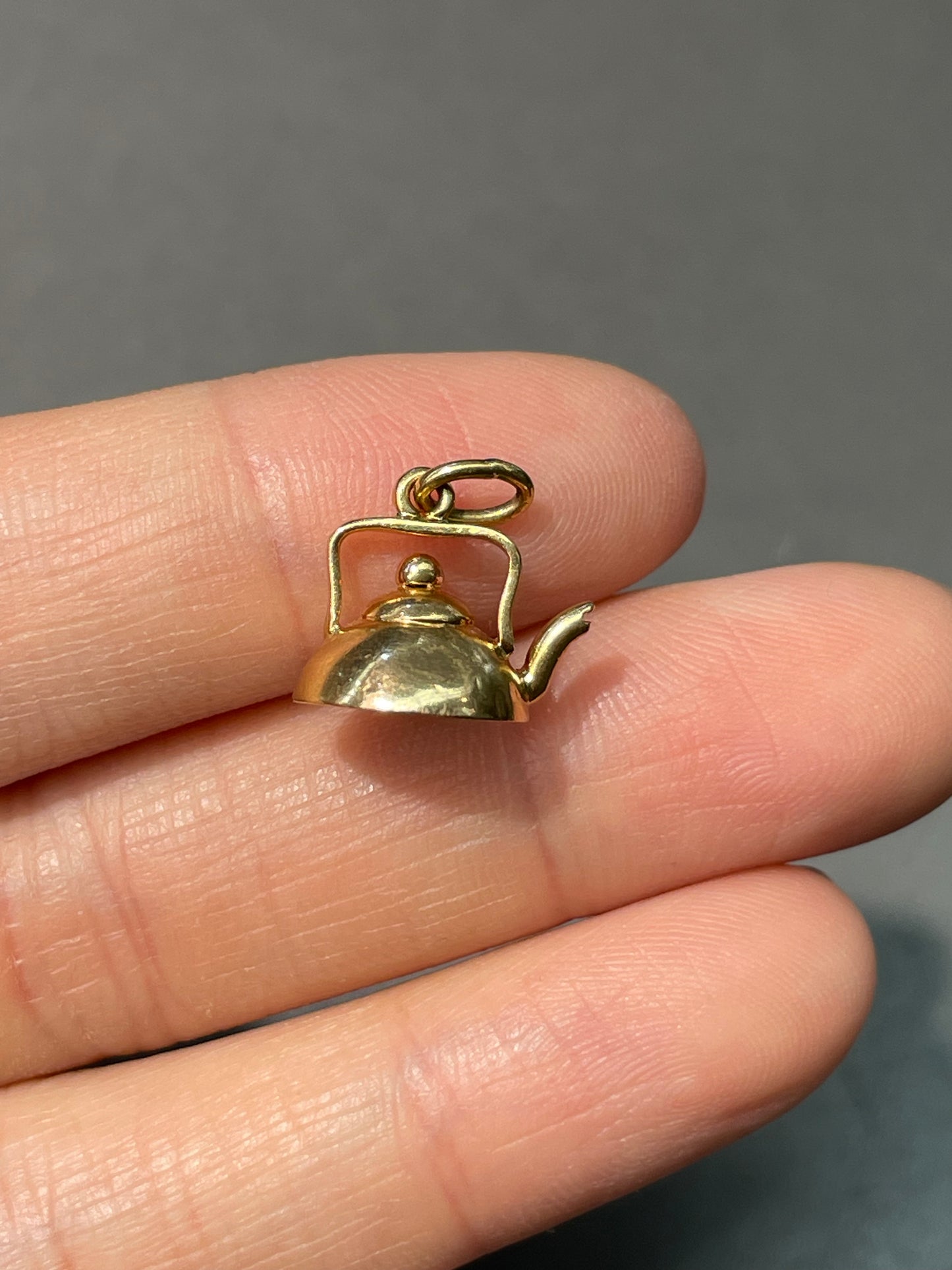 Vintage 18K Yellow Gold Kettle Charm Pendant