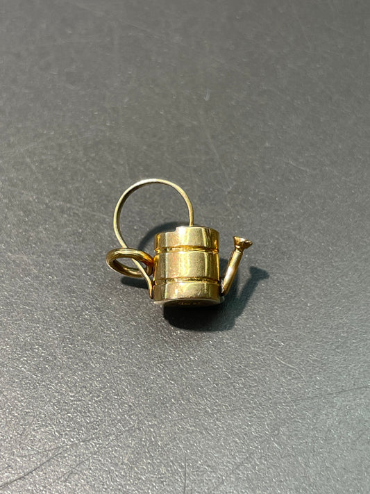 Vintage 18K Yellow Gold Gardening Water Pot Charm Pendant