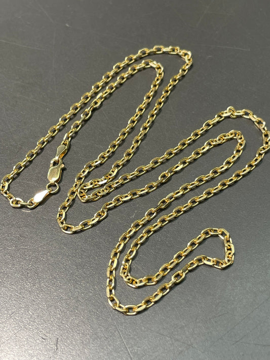14K Yellow Gold 2.5 mm Cable Link Chain Necklace 23.5 inch