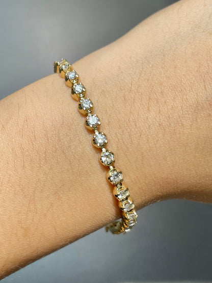 Vintage 14K Gold 3.70 CTW Diamond Tennis Bracelet